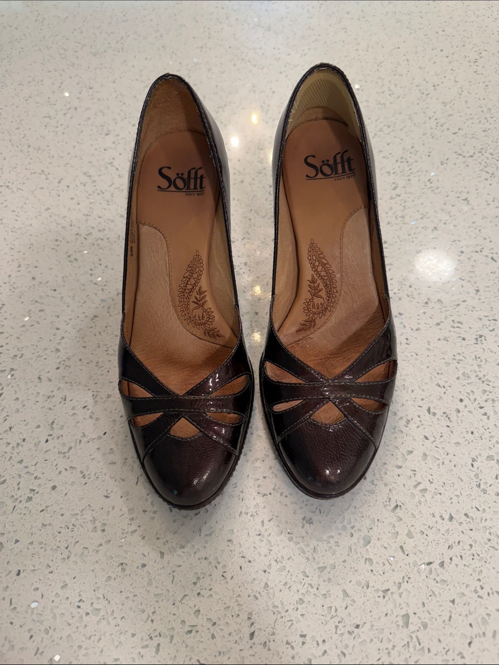 Söfft Brown Leather Cutout Heels